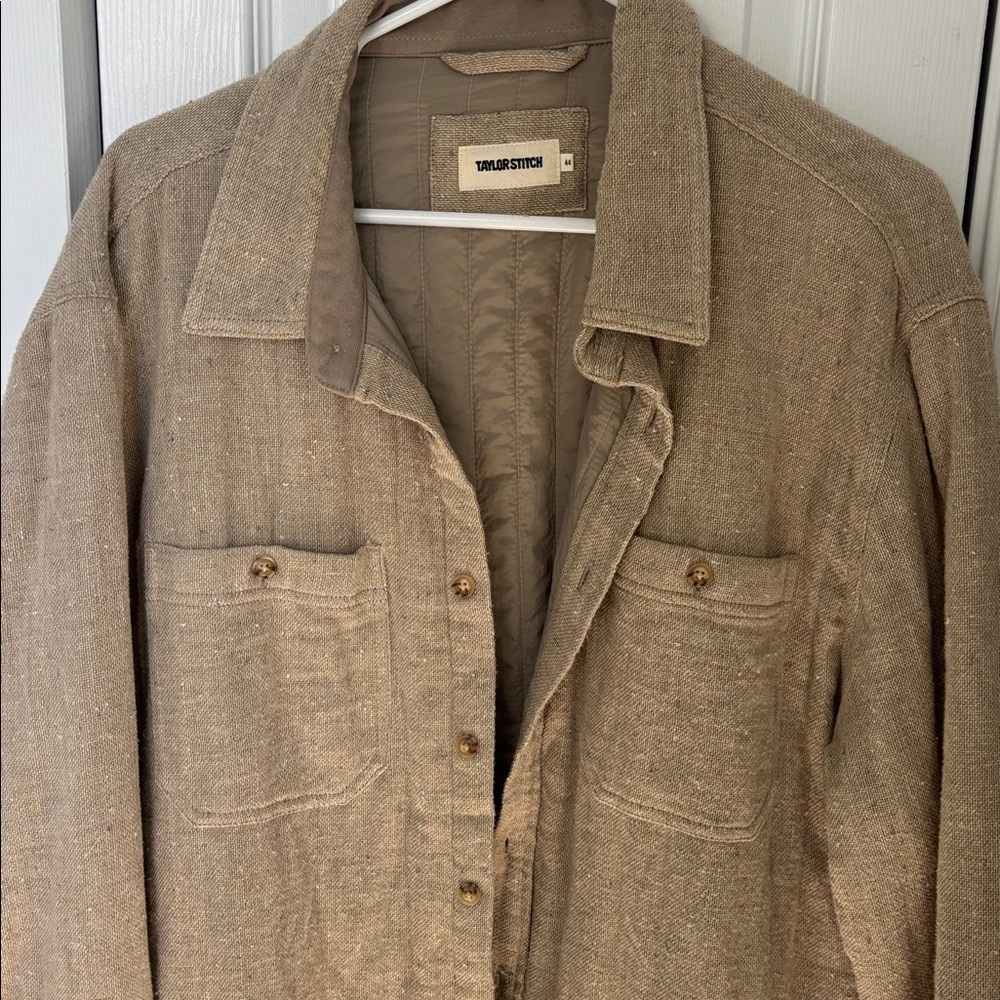 Taylor Stitch Beige Textured Shirt Jacket